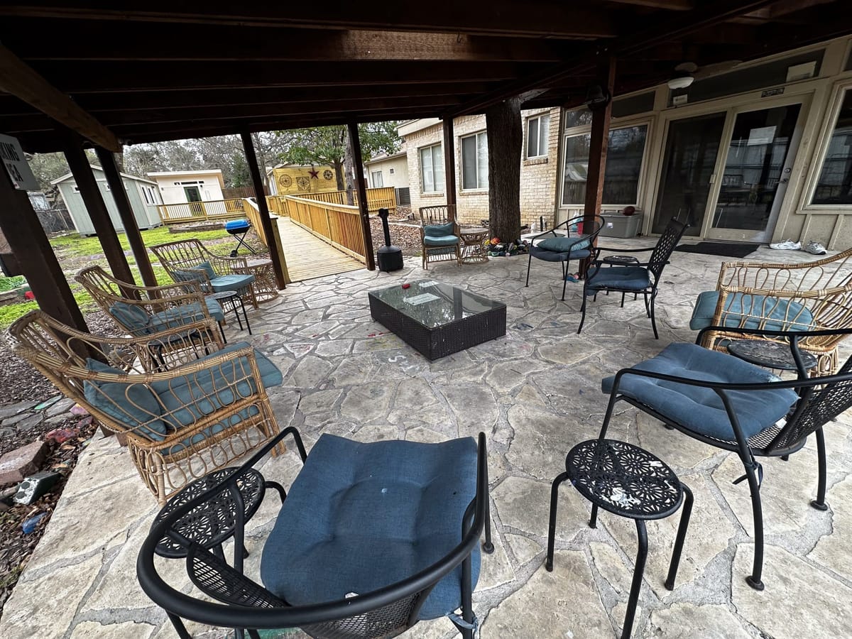 Covered outdoor seating area