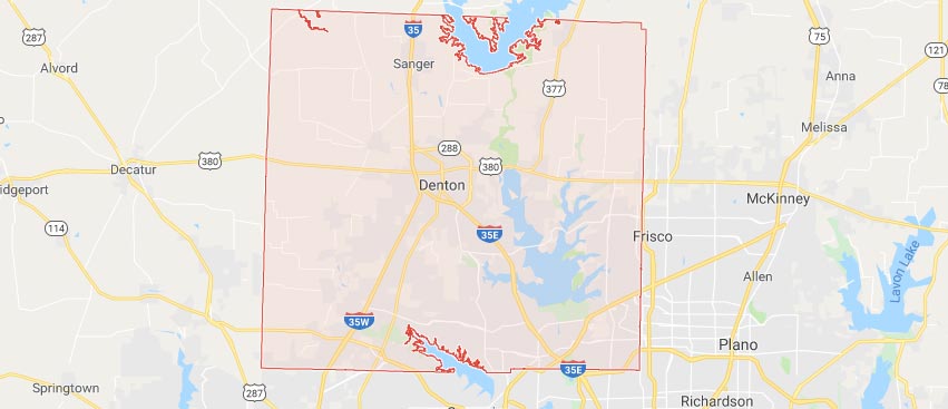 Overdoses in Denton County map of Denton County
