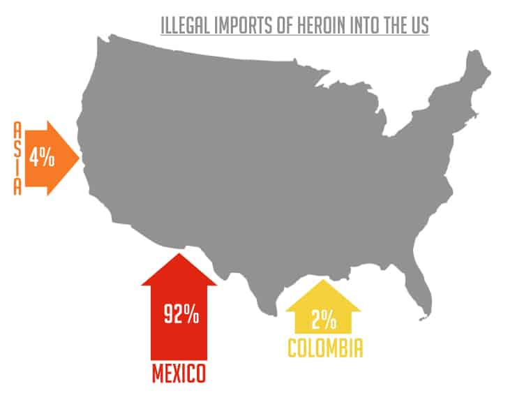 map of heroin imports