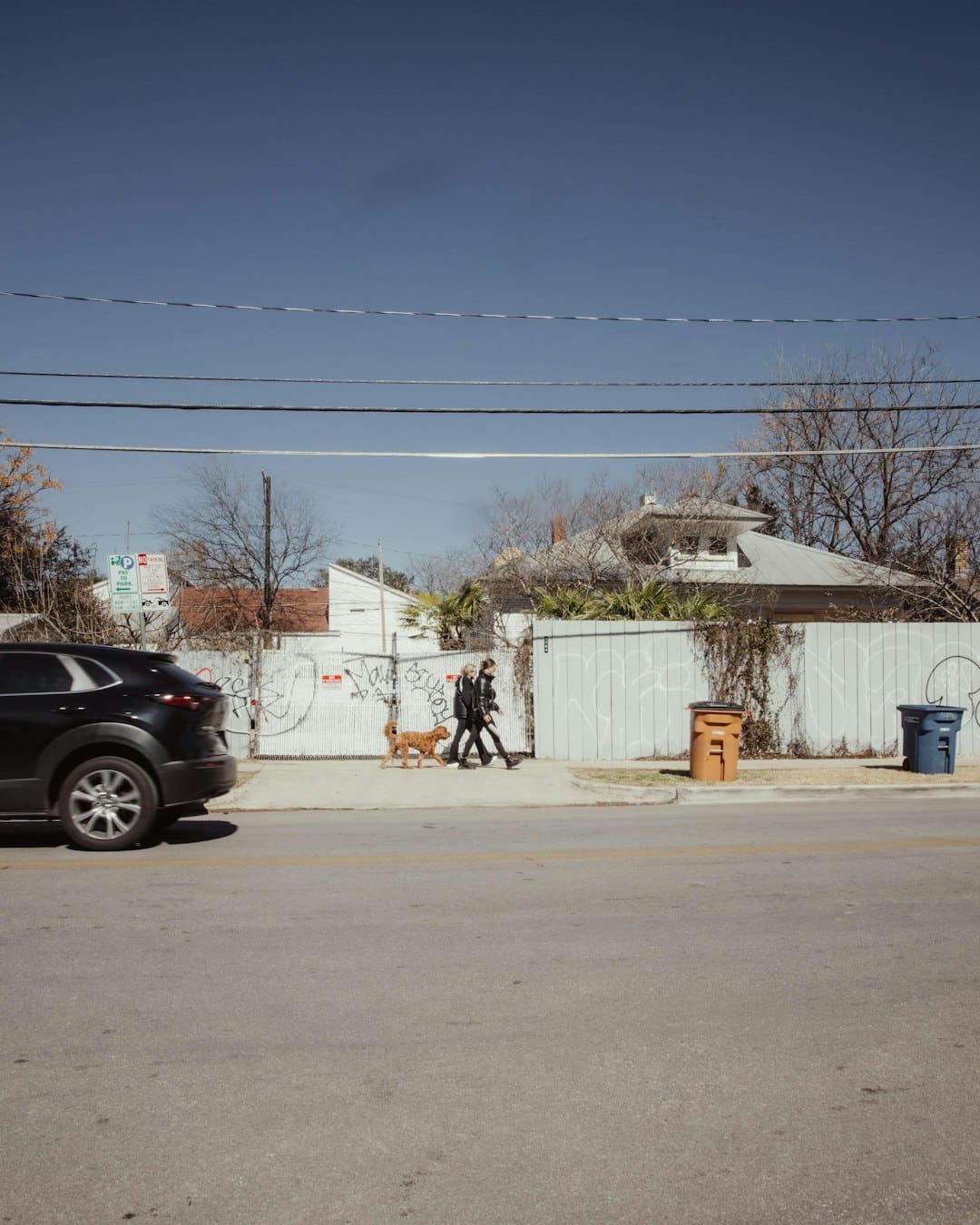 a black car parked on the side of a road -- Photo by Tasha Jolley on Unsplash